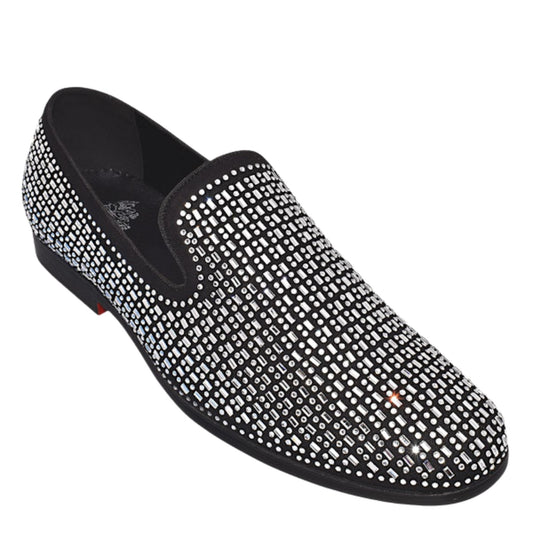 Silver Prom Loafers | Men's Black & Silver Sparkle Dress