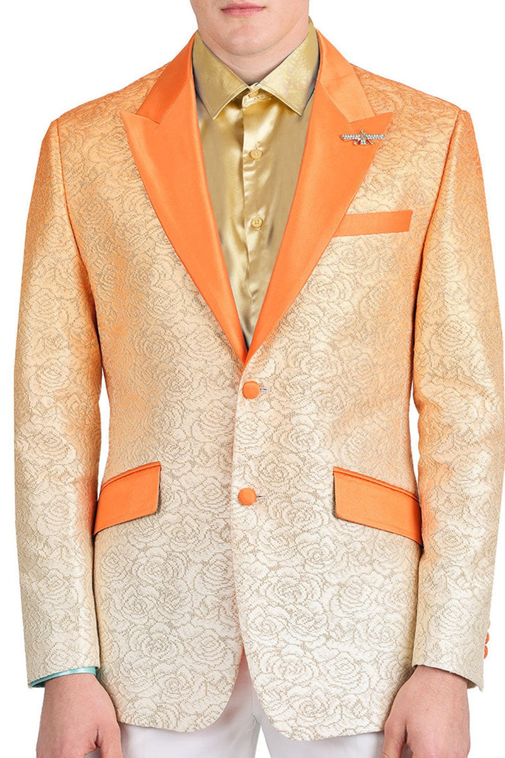 Orange Floral Tuxedo Suit