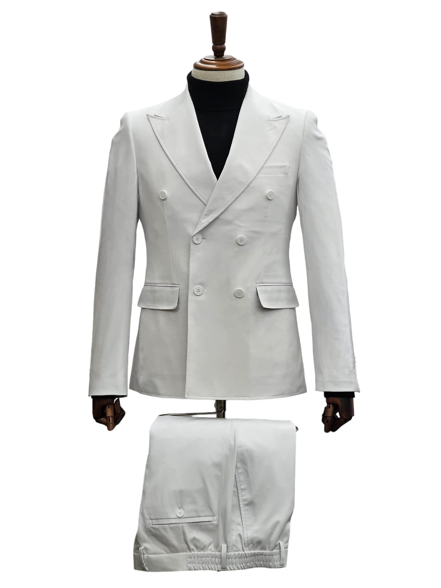 White double breasted stretch Pant Suit