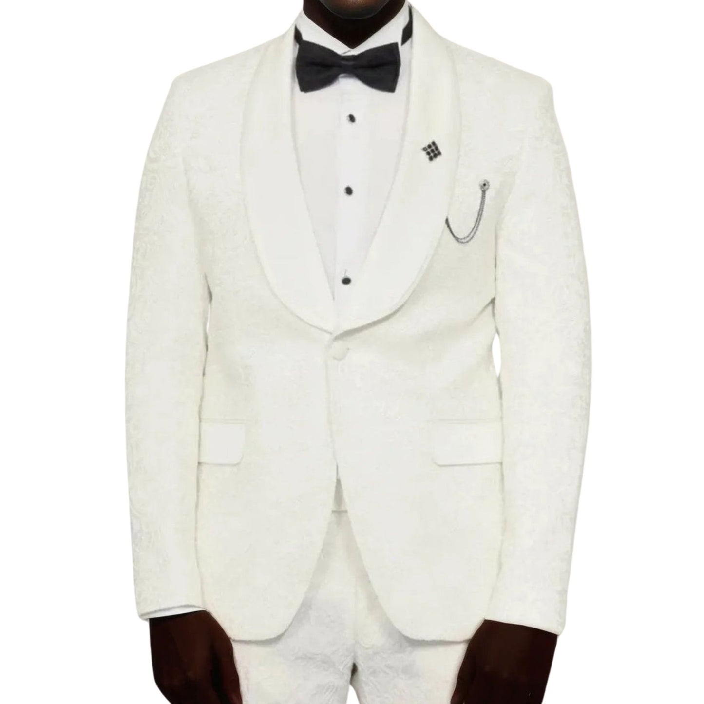 Luxury White Floral Prom Tuxedo for Men – European Slim Fit Style