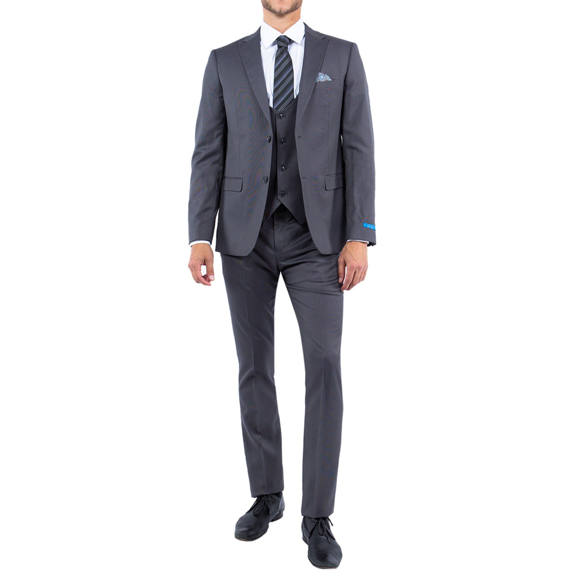 Men's Slim-Fit Charcoal Grey Three-Piece Suit
