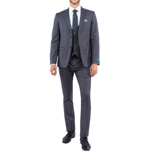 Men's Slim-Fit Charcoal Grey Three-Piece Suit