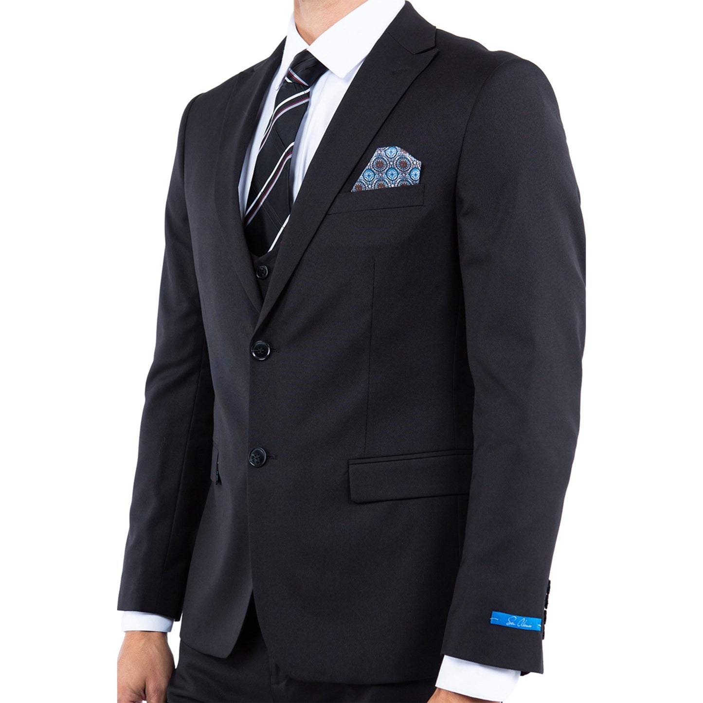 Men's Slim-Fit Black Three-Piece Suit