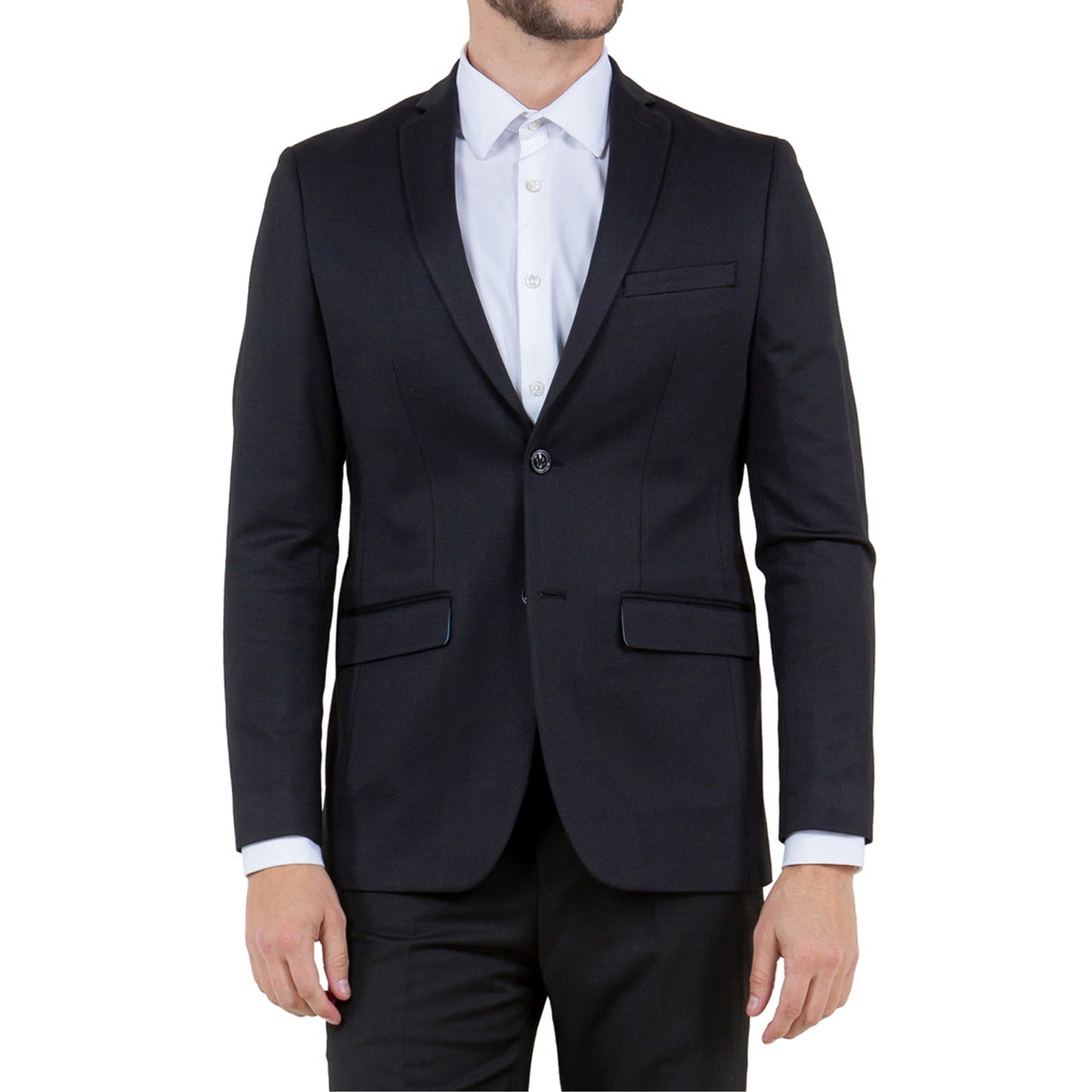 Men's Slim-Fit Black Single-Button Blazer