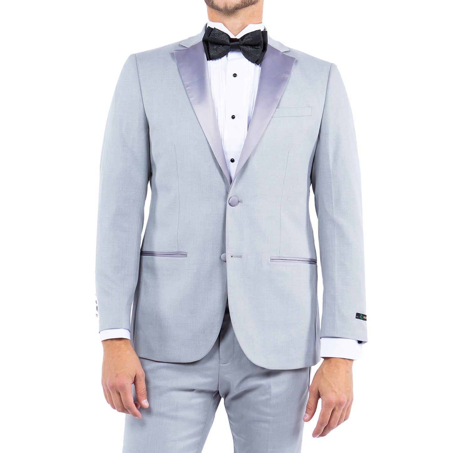 Men's Slim-Fit Light Grey Tuxedo with Satin Lapel