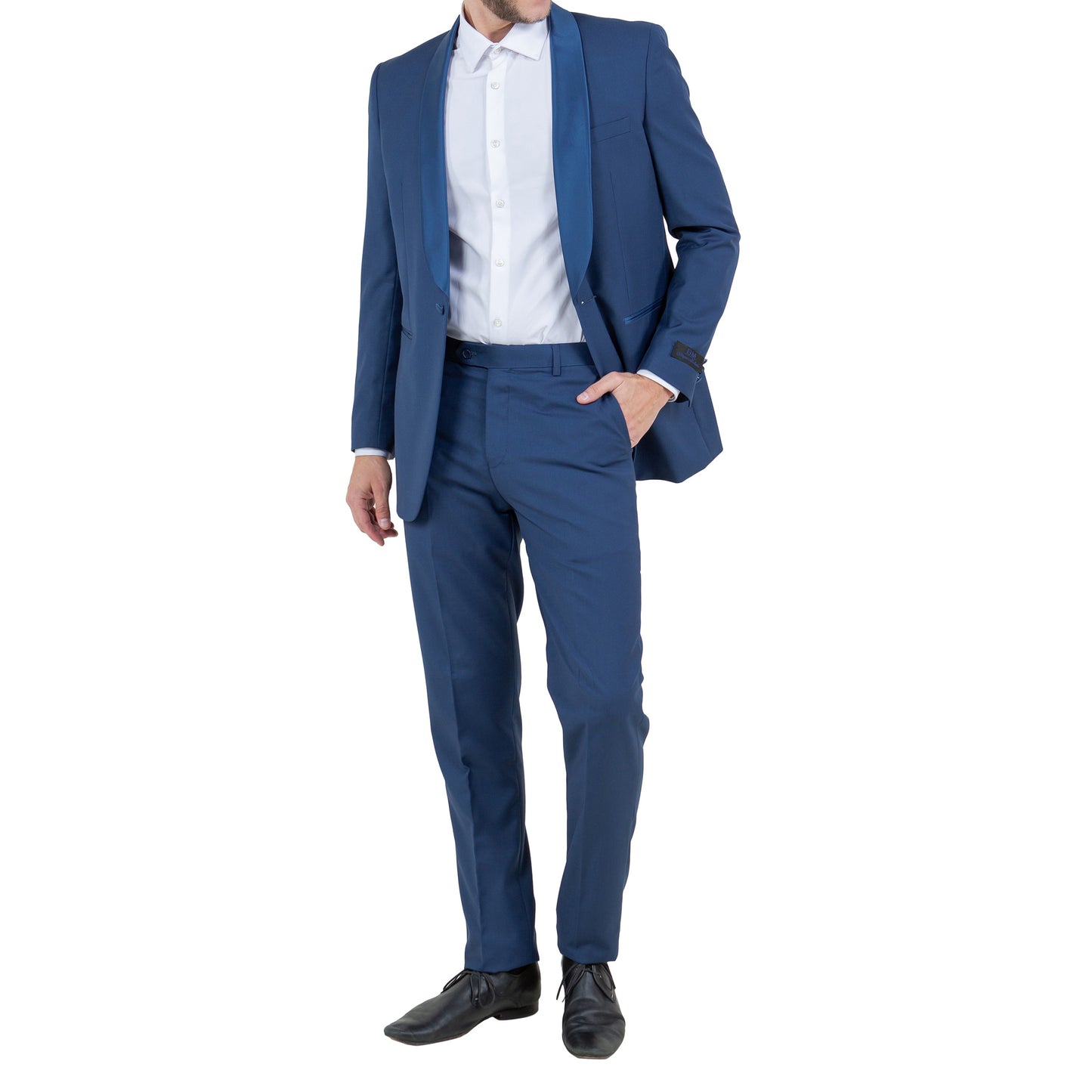 Men's Slim-Fit Royal Blue Tuxedo with Satin Shawl Lapel
