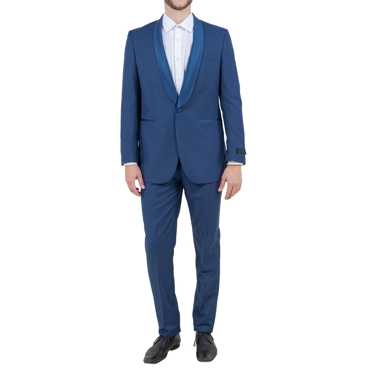 Men's Slim-Fit Royal Blue Tuxedo with Satin Shawl Lapel