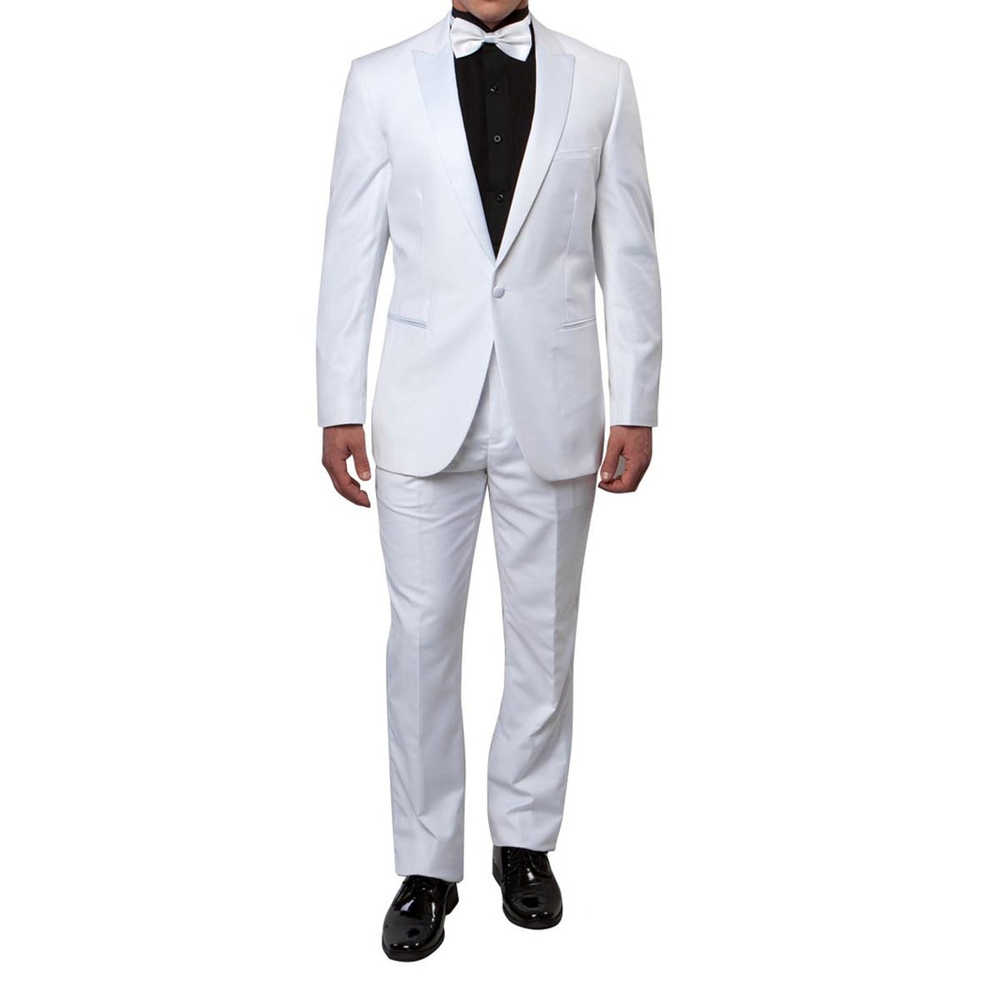Men's Classic White Two-Piece Tuxedo with Satin Lapel