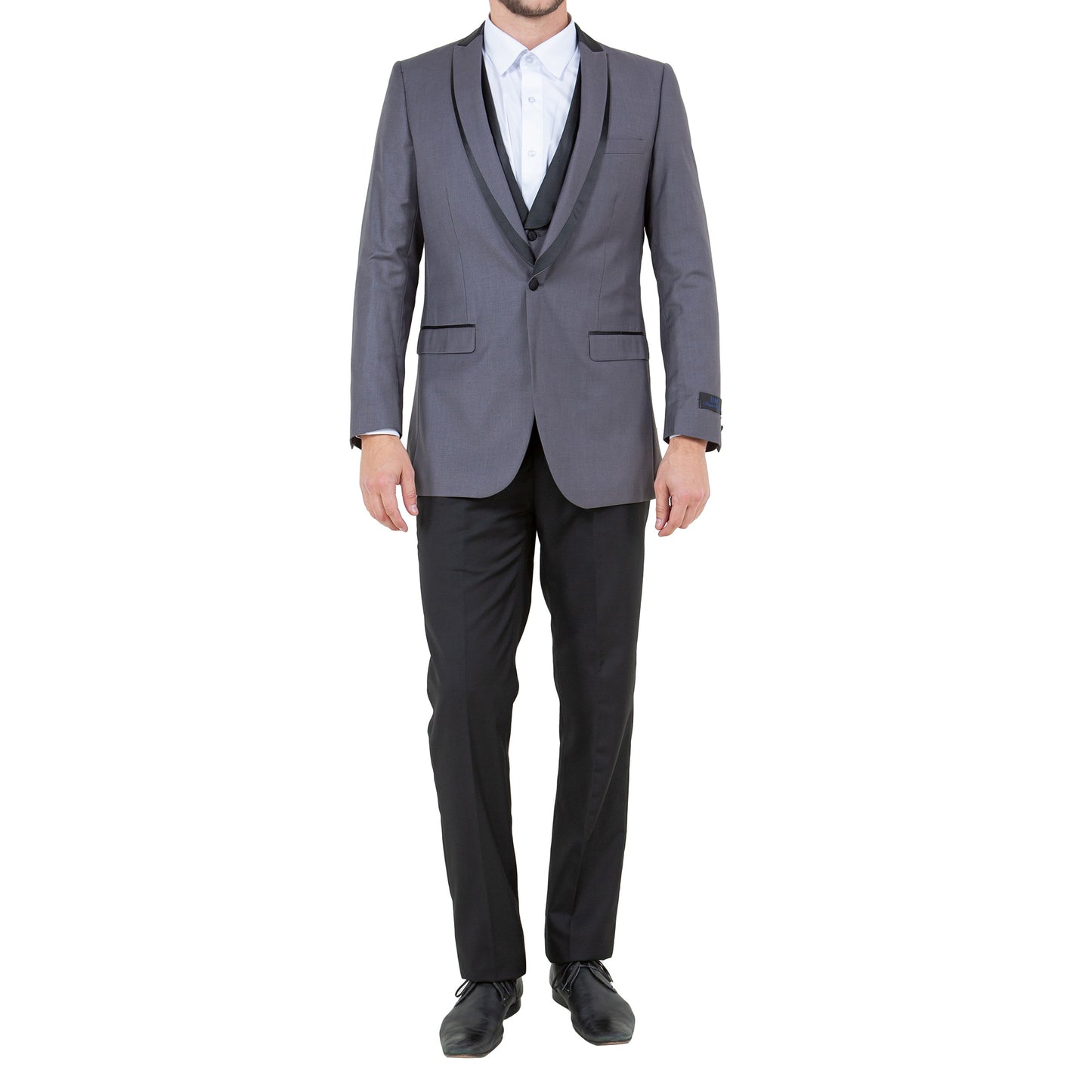 Men's Slim-Fit Two-Tone Grey Tuxedo with Satin Lapel