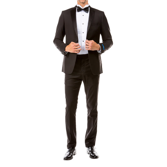 Men's Slim-Fit Classic Black Tuxedo with Satin Notch Lapel