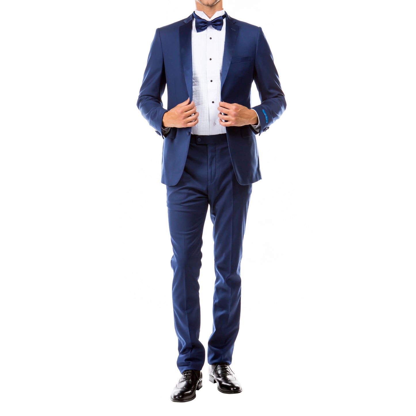 Men's Slim-Fit Royal Blue Tuxedo with Satin Lapels