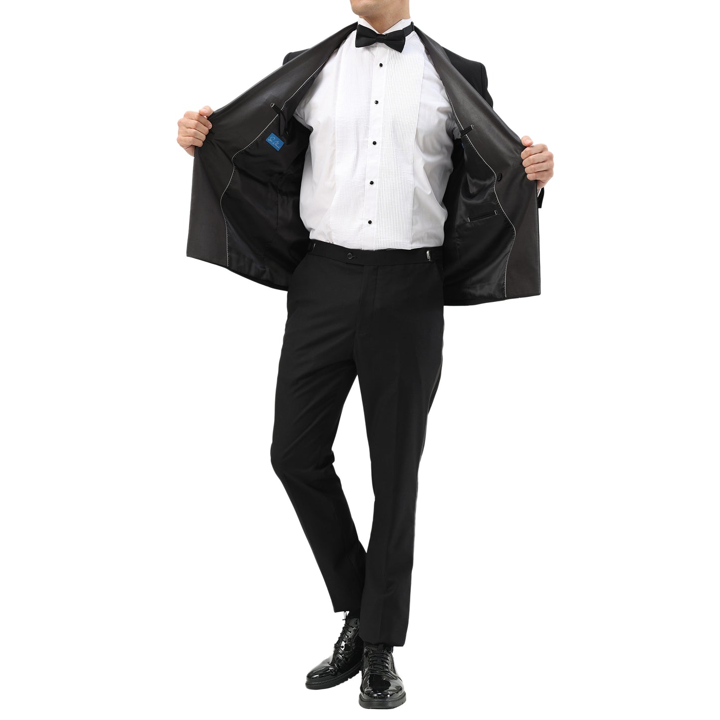Men's Double-Breasted Black Tuxedo with Satin Shawl Lapel