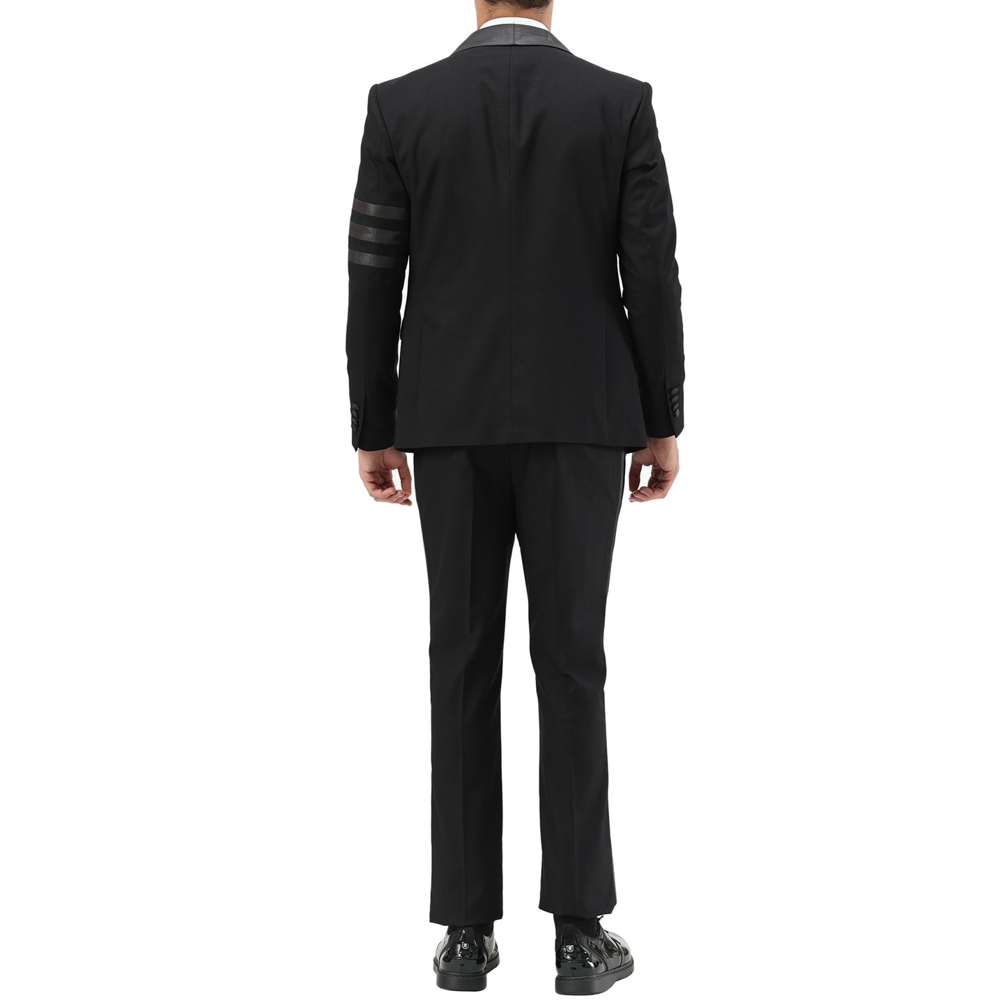 Men's Double-Breasted Black Tuxedo with Satin Shawl Lapel