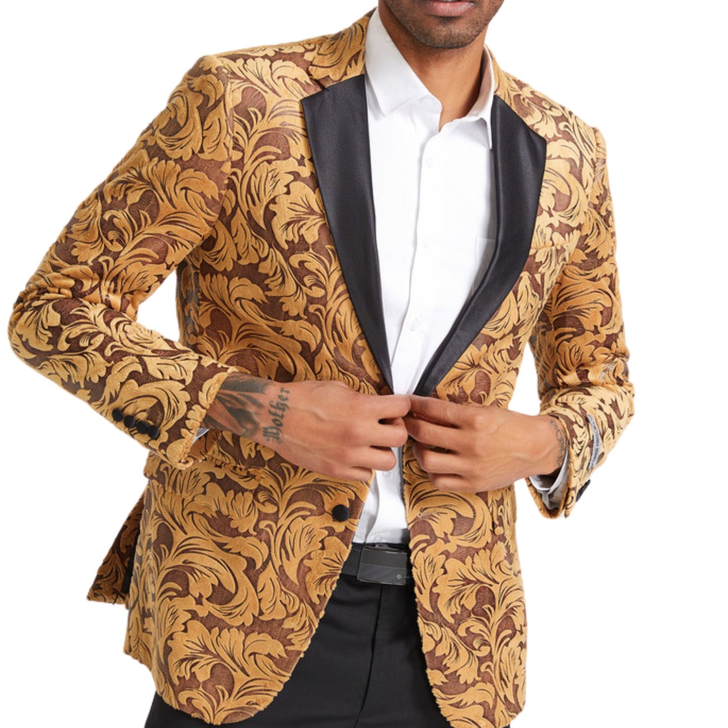 Bold Gold & Brown Jacquard Prom Blazer for Men – KCT Menswear
