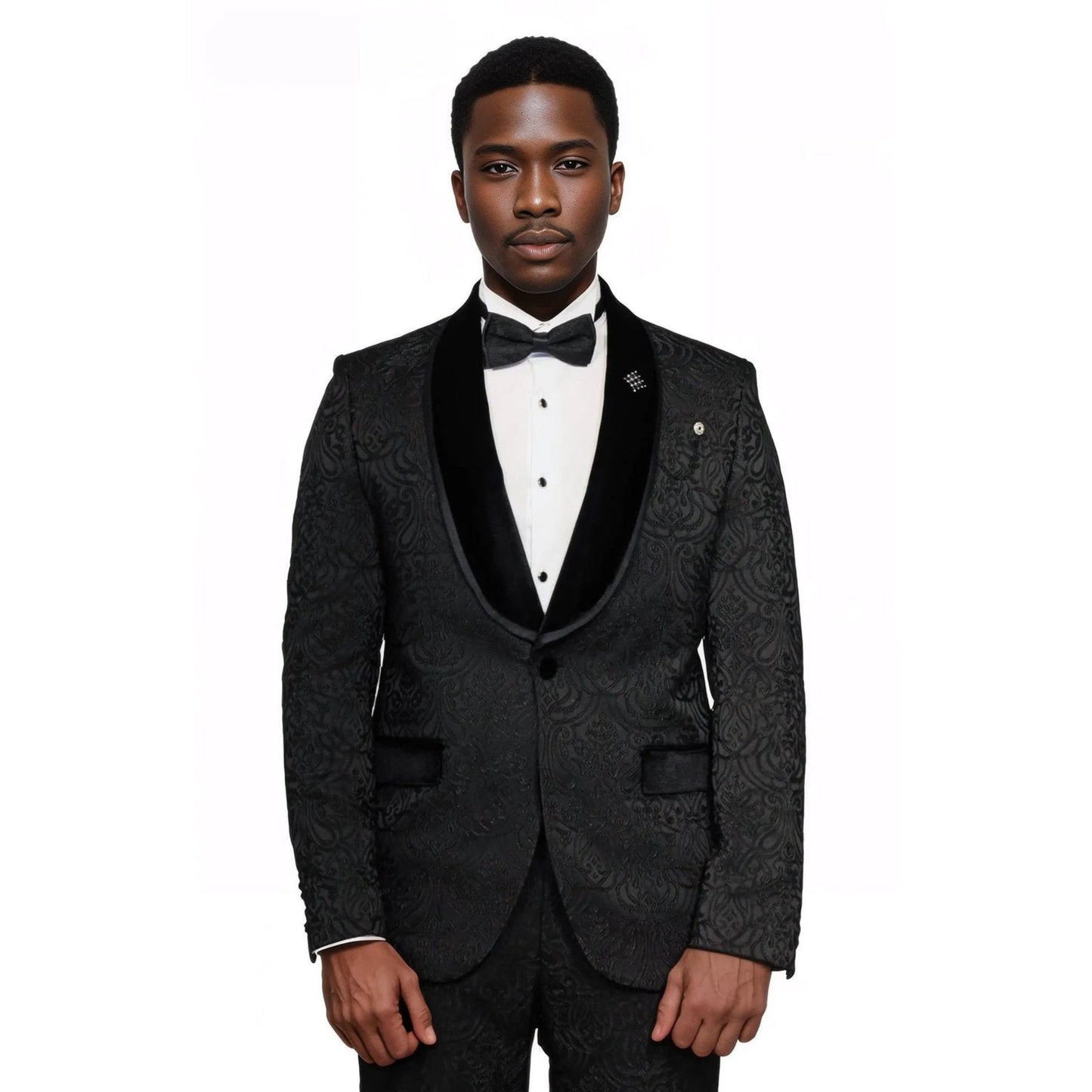 Men’s Black European Prom Tuxedo with Velvet Shawl Lapel – 2025 Look