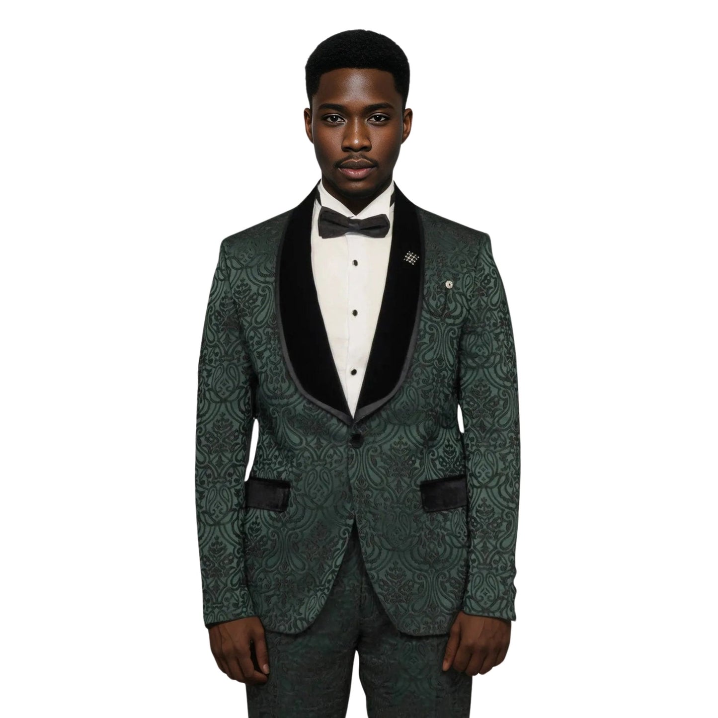 Men’s Green European Prom Tuxedo with Black Velvet Shawl Lapel – 2025 Look