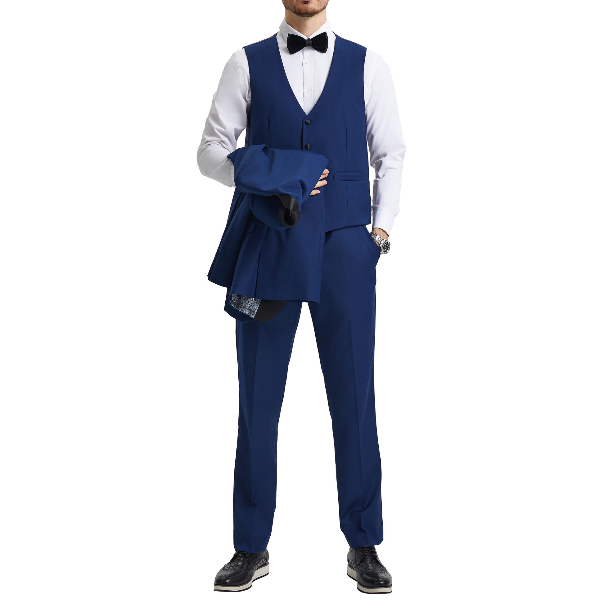 Men's Slim-Fit Royal Blue Three-Piece Suit