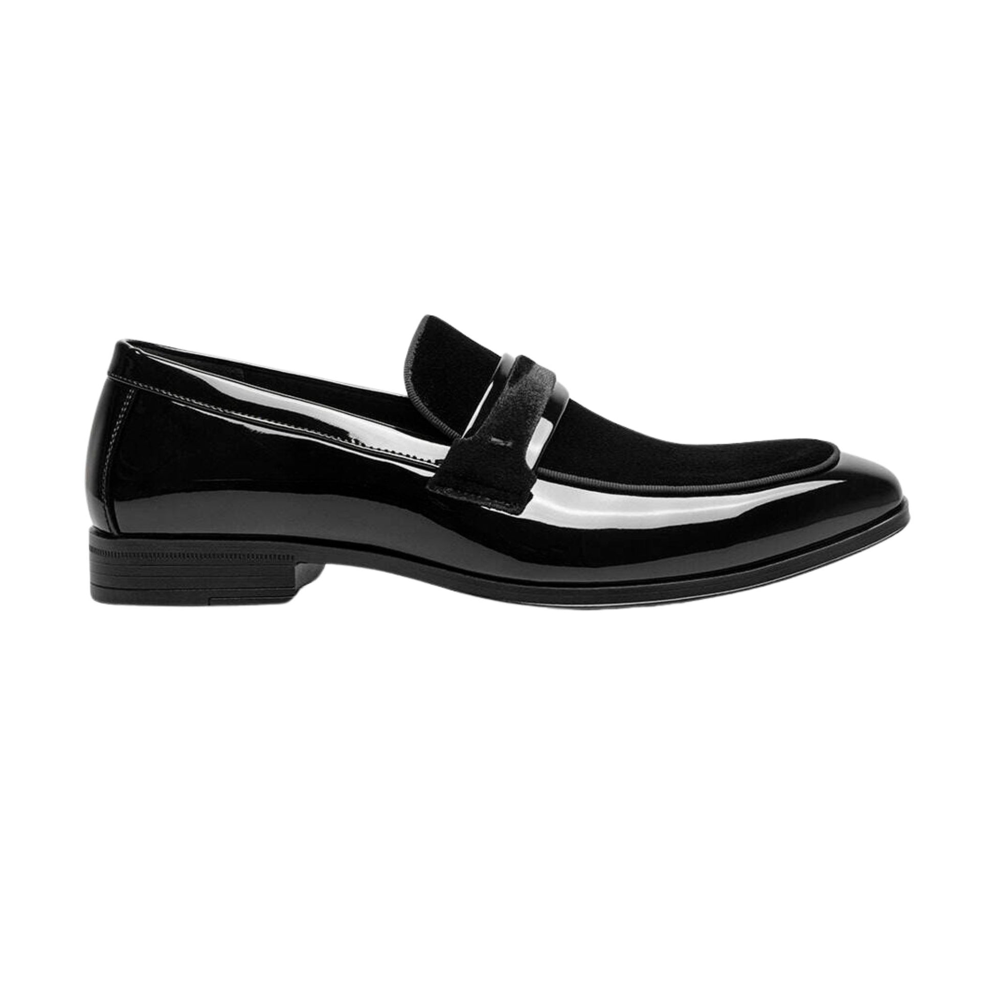 Luxury Black Velvet & Patent Leather Slip-On Dress Shoes