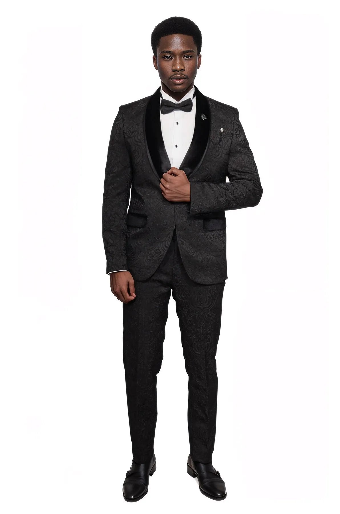 Black European Prom Tuxedo with Black Velvet Lapel – 2025 Essential