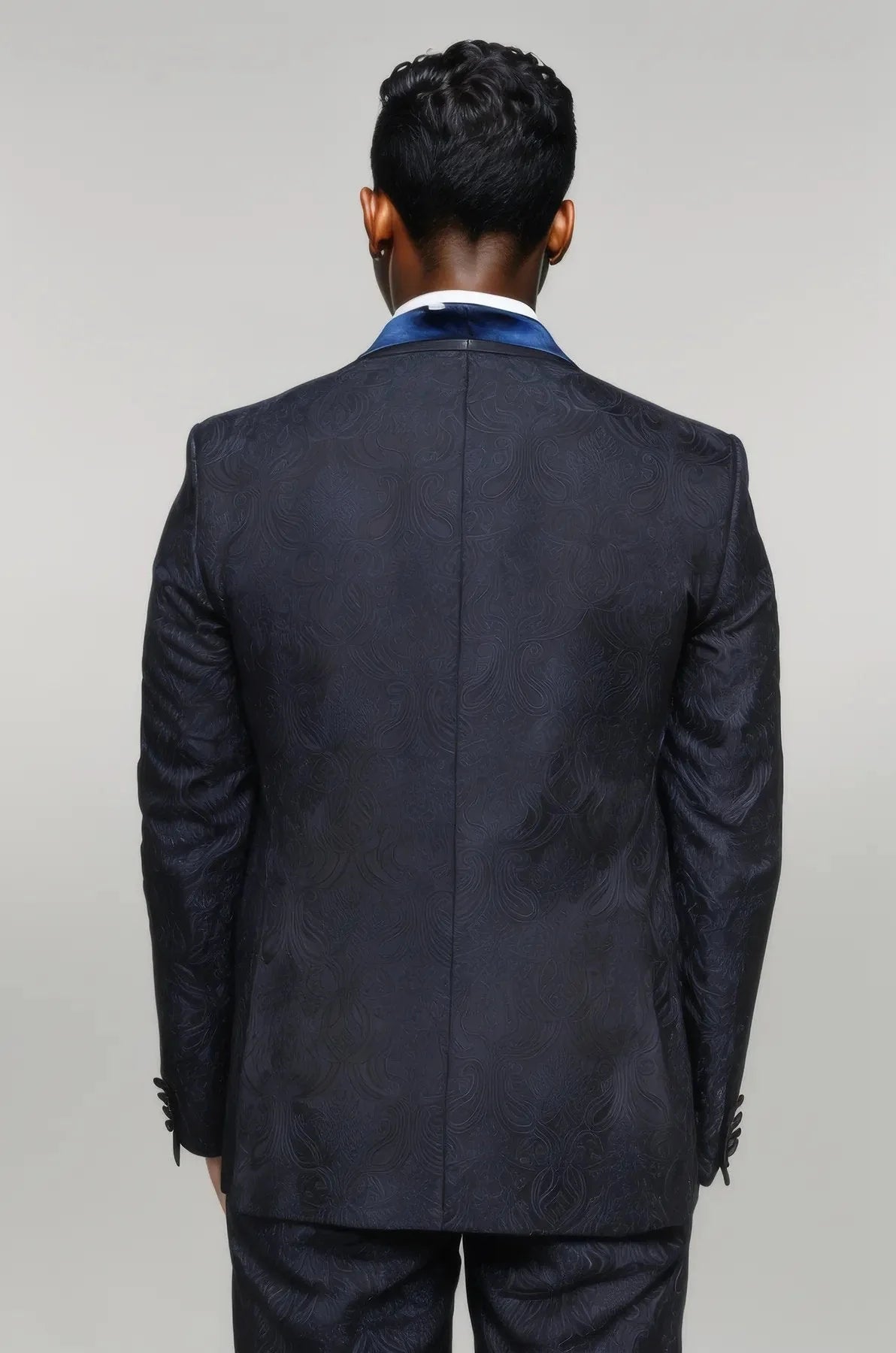 Navy Blue European Prom Tuxedo with Velvet Shawl Lapel – 2025 Edition