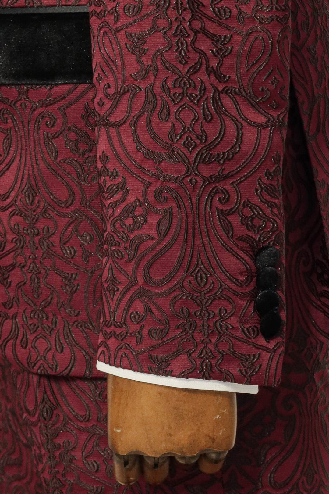 Burgundy European Prom Tuxedo with Black Velvet Lapel – 2025 Edition