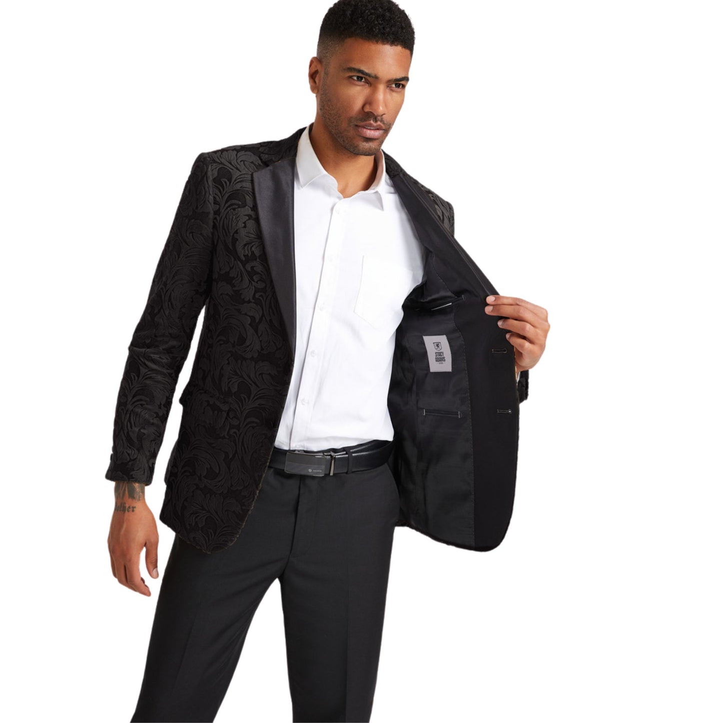 Slim Fit Black Jacquard Tuxedo Blazer for Prom 2025 – KCT Menswear