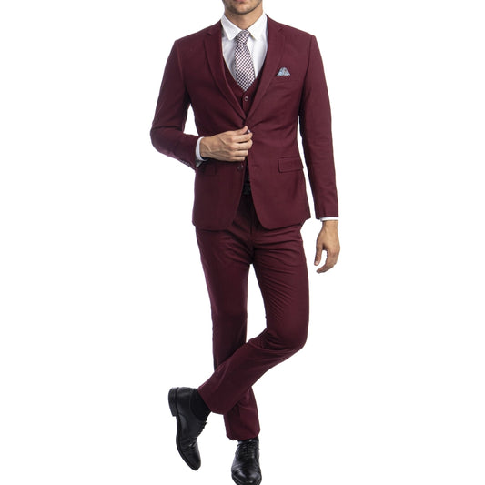 Burgundy Wedding Suit - Three-piece suit Including Jacket, Pants, and Vest