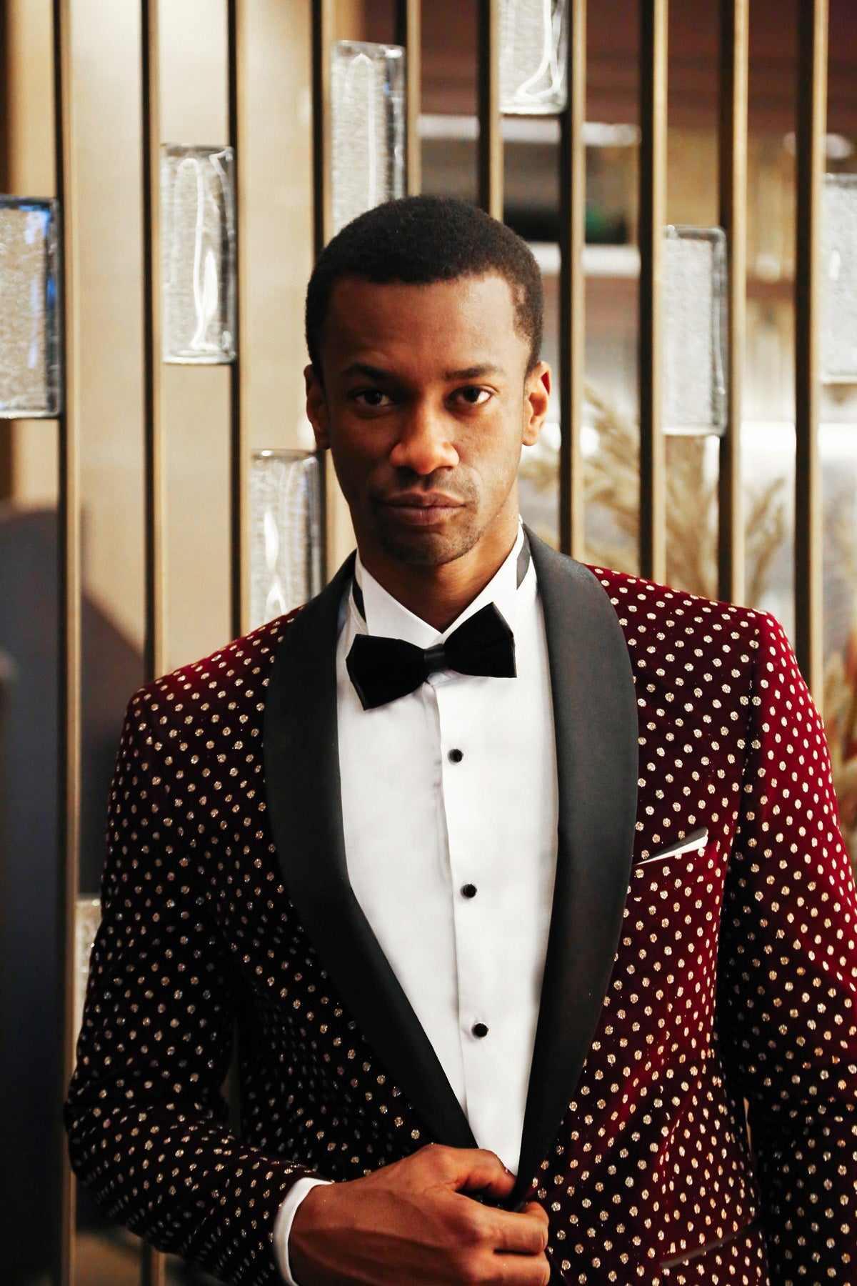 Burgundy with Diamond Pattern Prom Blazer