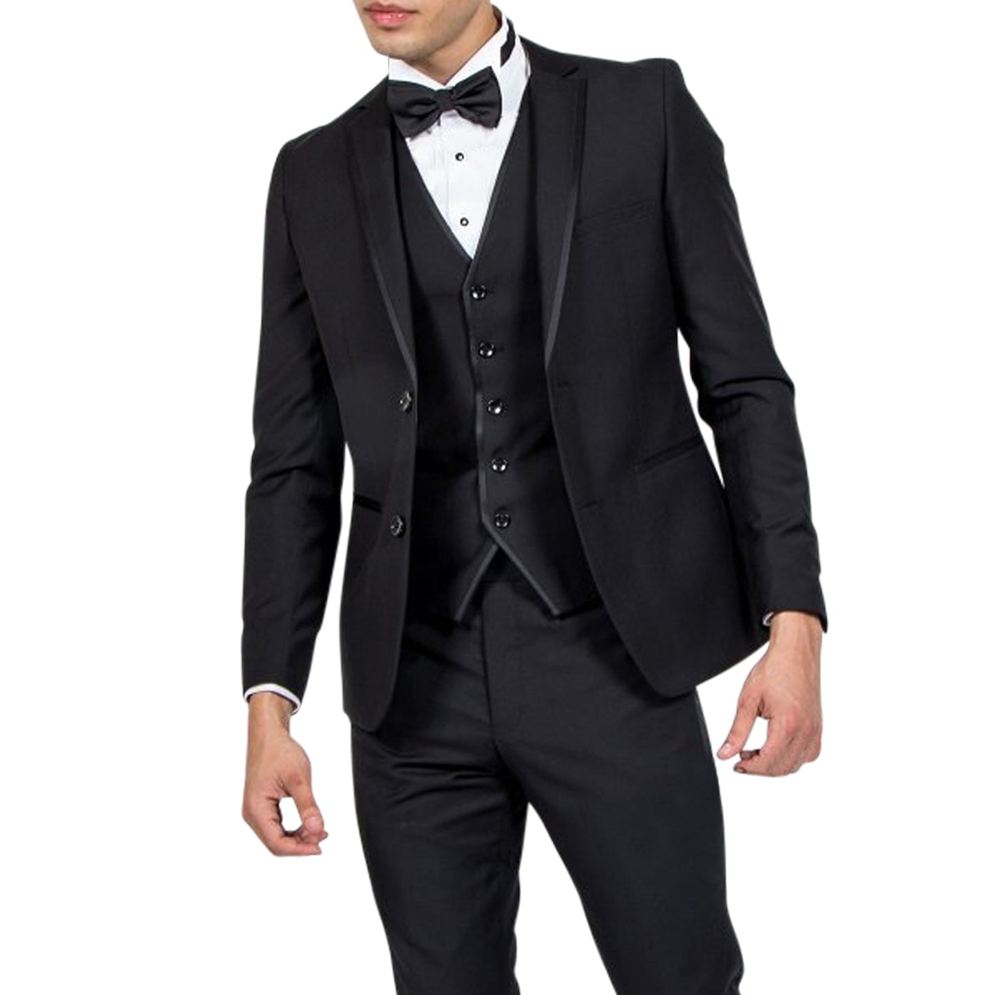 Black on Black Tuxedo With Vest