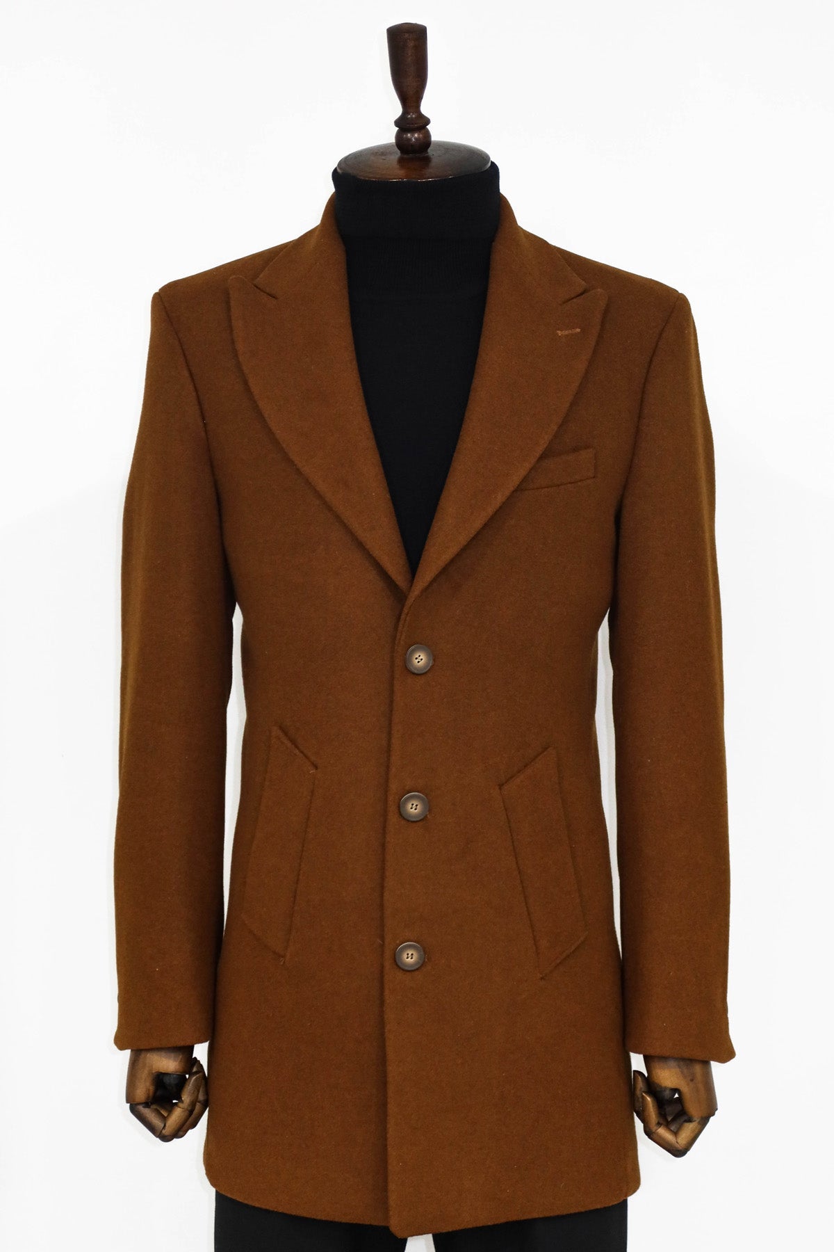 Wool Wide Lapel Brown Peacoat