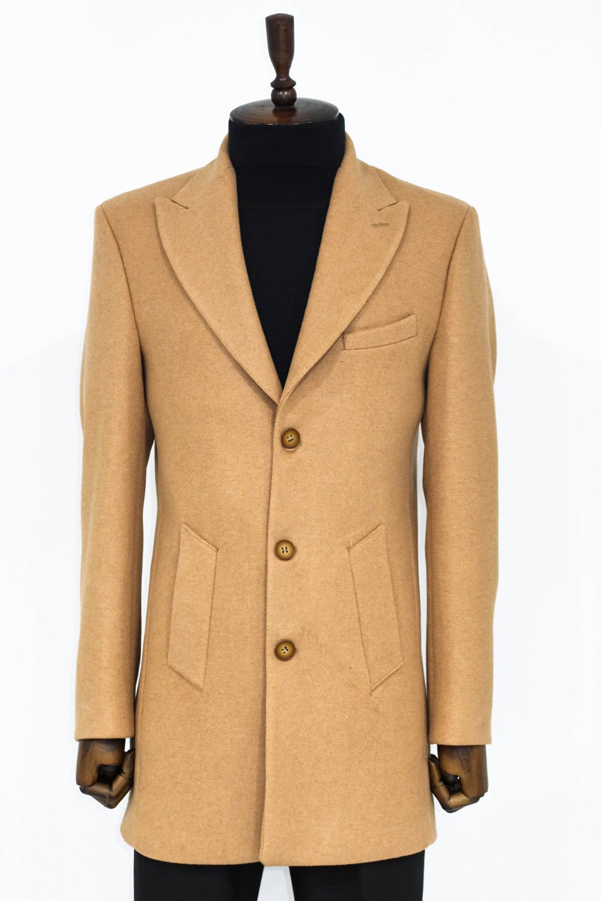 Wool Wide Lapel Camel Peacoat