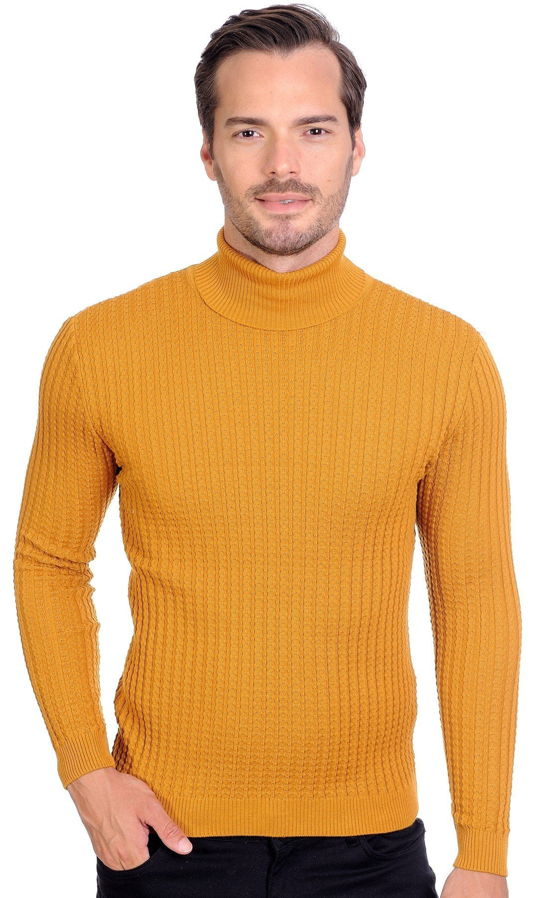 Mustard polo neck mens best sale