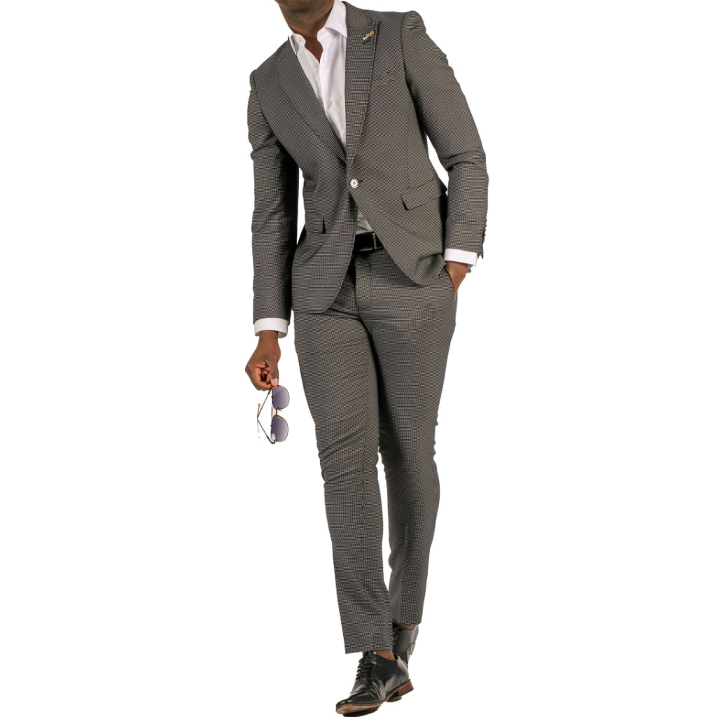 Checker Black Stretch Suit - Travelers Suit