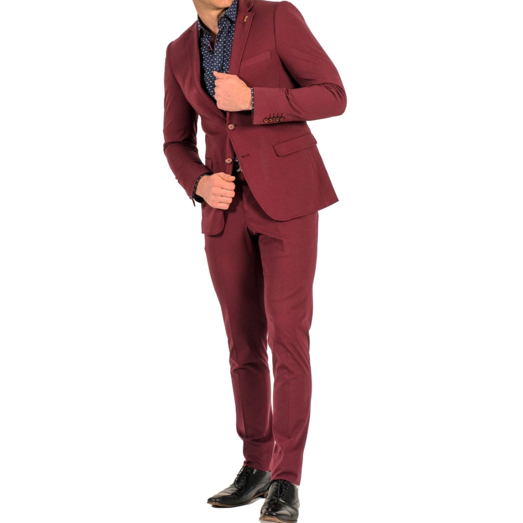 Burgundy Stretch Suit - Travelers Suit