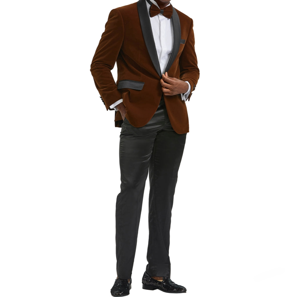 Brown Velvet Jacket + Bowtie