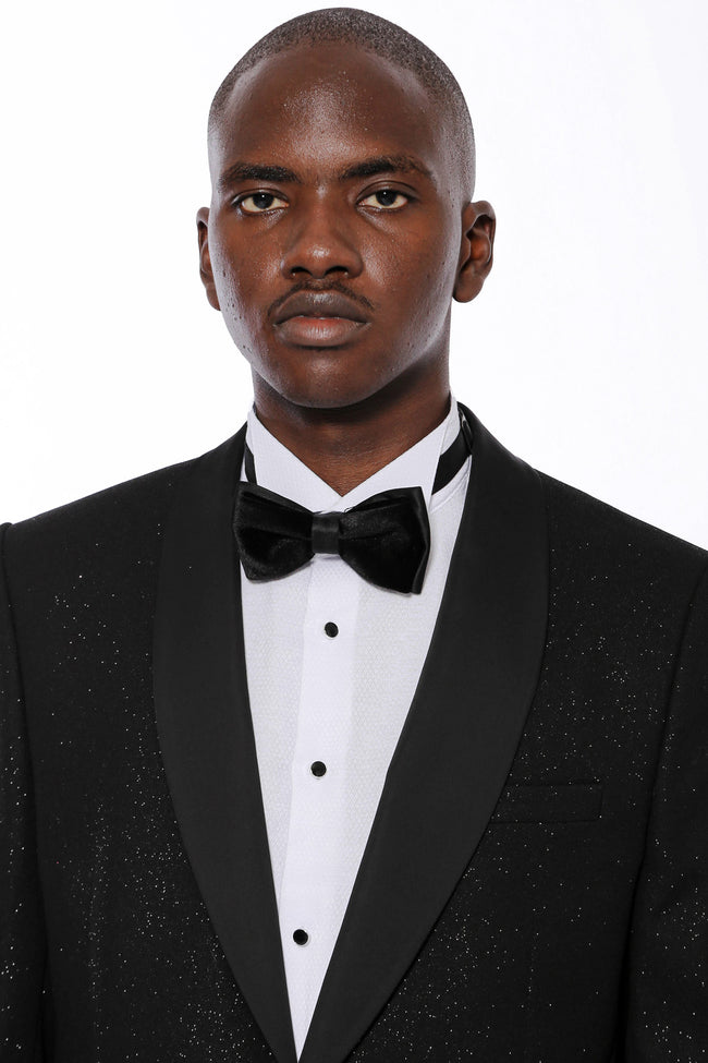 KCT Menswear - Luxurious Men's Black Sparkle Prom Blazer