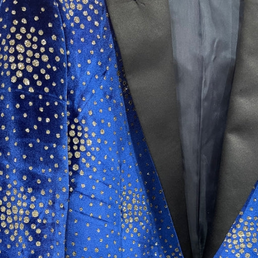 KCT Menswear - Men's Royal Blue Velvet Diamond Blazer perfect for Prom and formal events.
