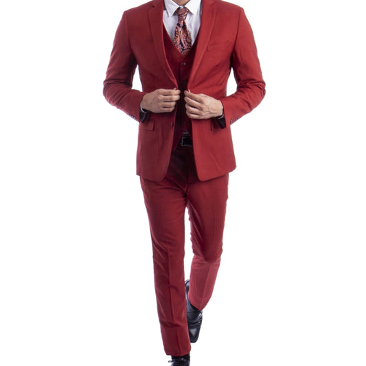 Brick-Rust Suit with Vest