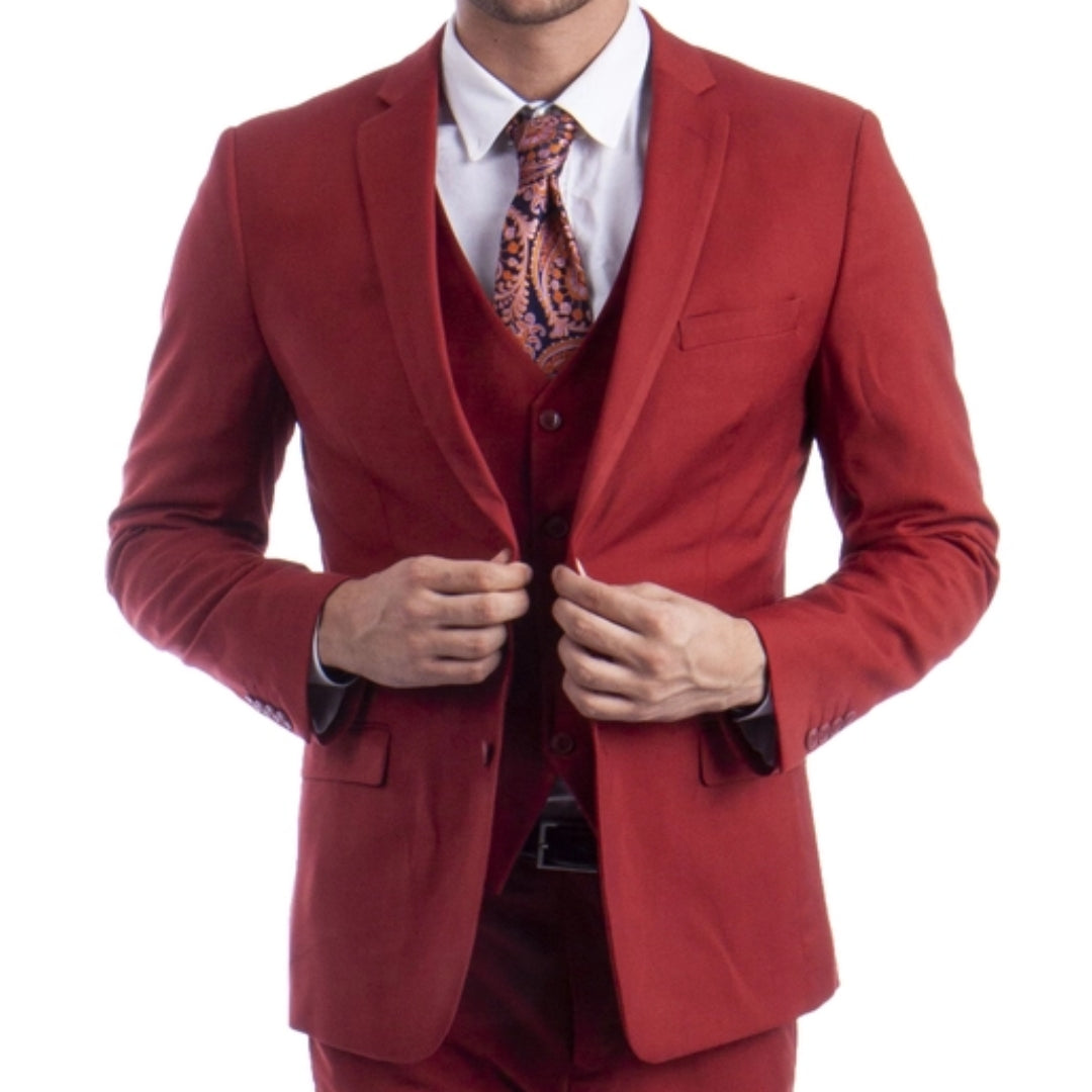 Brick-Rust Suit with Vest