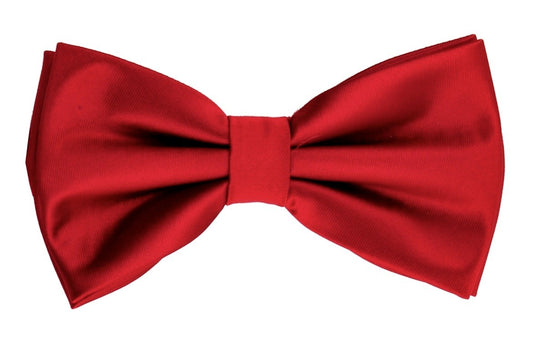 Classic Red bowtie with a shiny finish, perfect for formal events, with matching Red pocket square