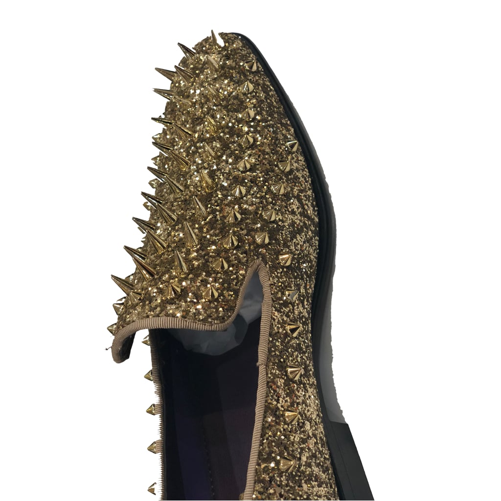 Gold on Gold Spiked Prom Shoes