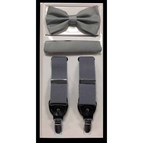 Dark Grey Suspender Bow-tie Set