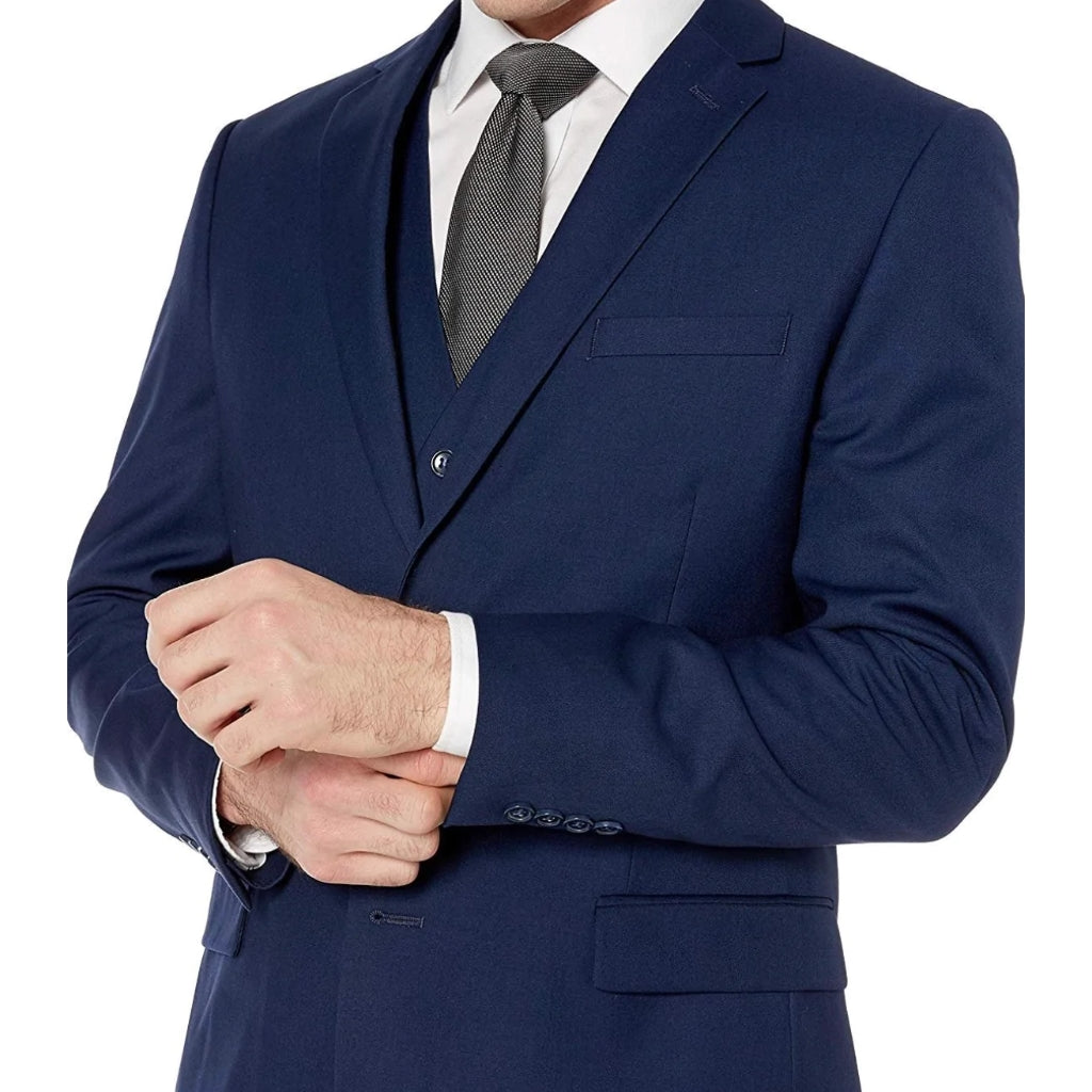 Dark Blue Three Piece Wedding Suit Dark Blue Jacket | KCT Menswear 