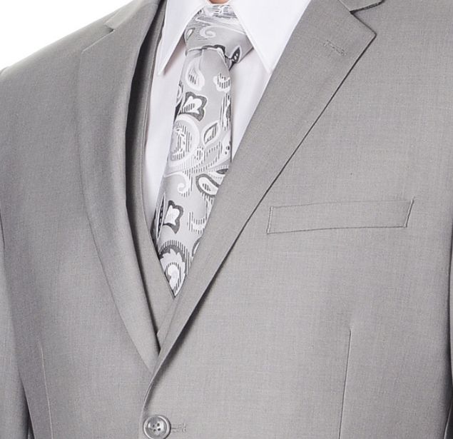 Light Grey Three Piece Wedding Suit