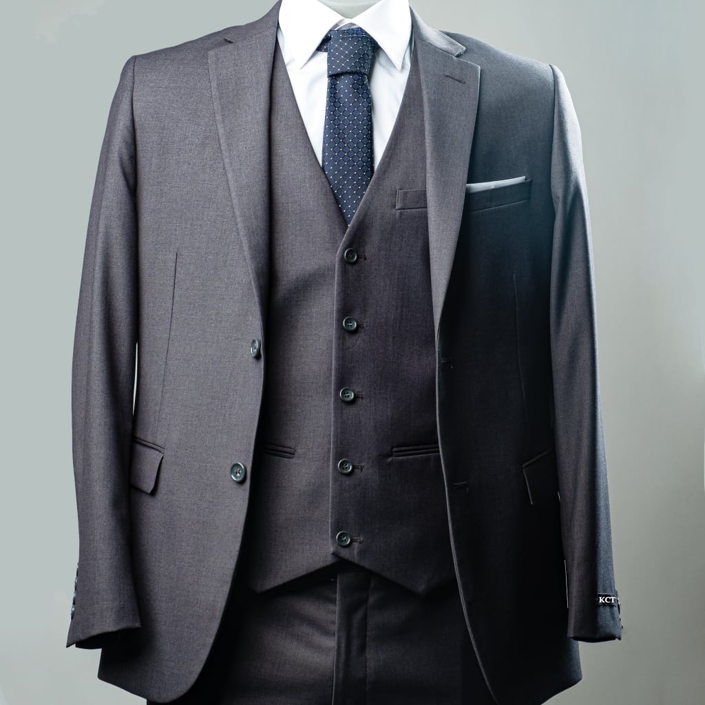 Dark Grey Three Piece Wedding Suit