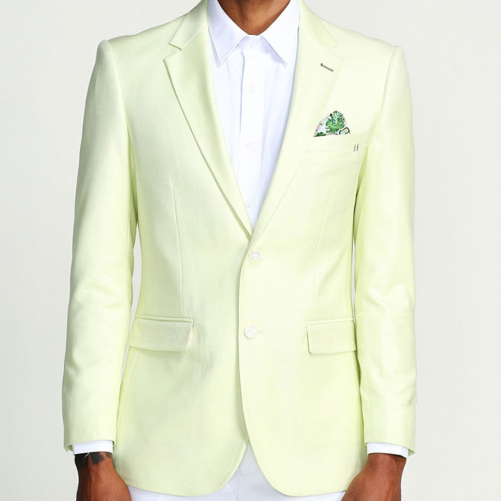 Mens Slim Fit Blazer Jacket Two-Button Notched Lapel Casual Suit
