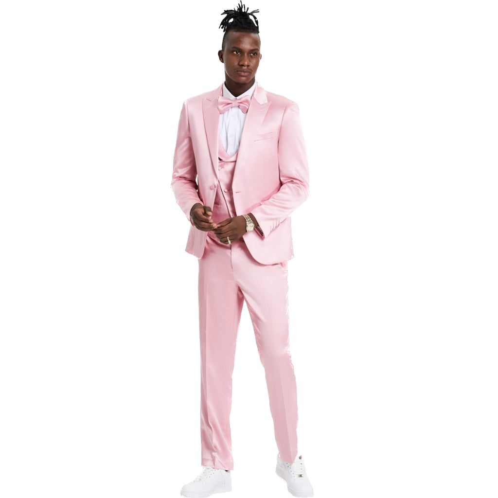 Shiny Blush Pink Satin Suit | Sleek & Modern Pink Suit for Men