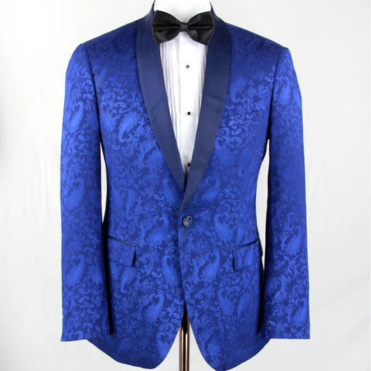 KCT Menswear - Men's Royal Paisley Print Tuxedo Jacket with Matching Bow Tie