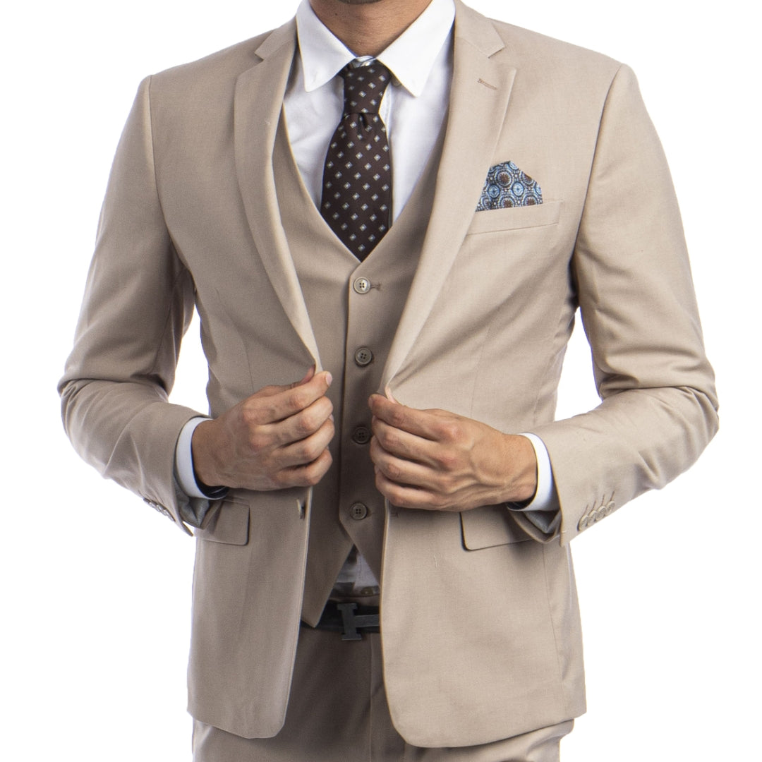 Tan Wedding Suit from KCT Menswear- Tan Jacket Tan Vest Tan Pants  Edit alt text