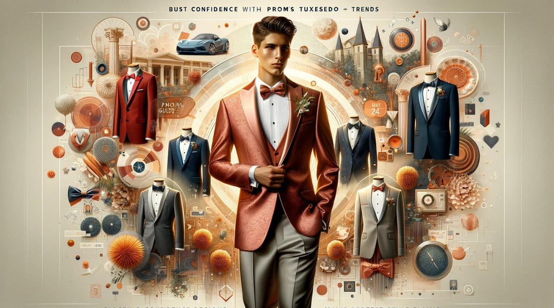 KCT Menswear's guide to 2024's Prom Tuxedo Trends. This image reflects modern men's fashion for prom, showcasing the key trends and styles as outlined in the guide.